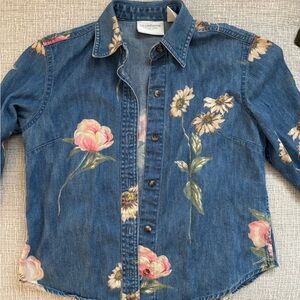 Liz Claiborne Blue Floral Button Down Shirt